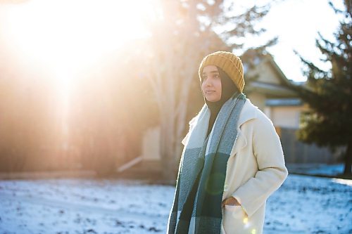 MIKAELA MACKENZIE / WINNIPEG FREE PRESS

Maliha Tauqeer, who immigrated to Winnipeg from Patna, India, in 2022, poses for a photo outside on Friday, Dec. 1, 2023. At first she was excited for winter, but soon realized that she experiences seasonal blues with the cold, dark season.
Winnipeg Free Press 2023