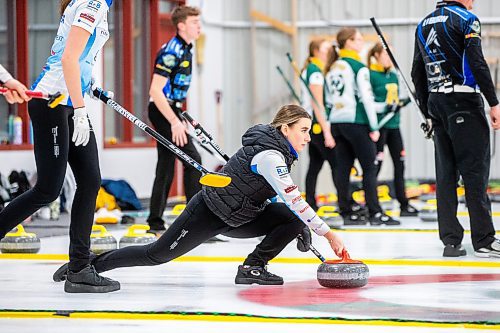 MIKAELA MACKENZIE / WINNIPEG FREE PRESS

Skip Xenia Schwaller at the DEKALB Superspiel in Morris on Monday, Dec. 4, 2023. For Taylor Allen story.
Winnipeg Free Press 2023