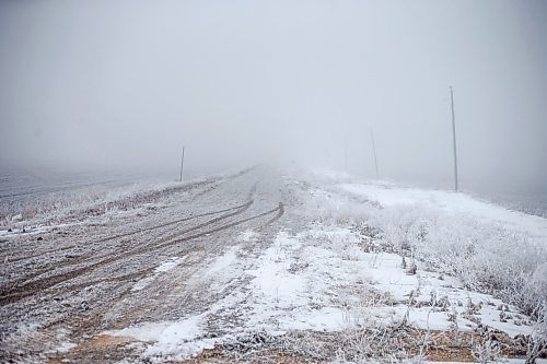 MIKAELA MACKENZIE / WINNIPEG FREE PRESS

Frosty rural power lines disappear into the fog near Morris on Monday, Dec. 4, 2023. For JS hydro story.
Winnipeg Free Press 2023