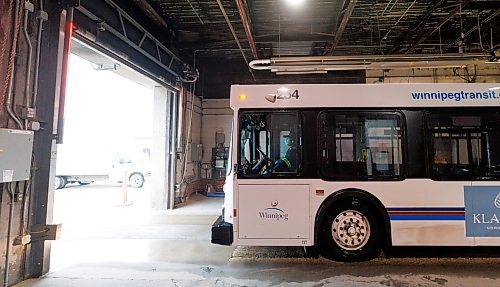 MIKE DEAL / WINNIPEG FREE PRESS
Rhenan drives a clean bus out into the yard after doing the vehicles daily service maintenance.
The Winnipeg Transit Service and Maintenance buildings at 421 Osborne Street.
See AV Kitching story
231205 - Tuesday, December 05, 2023.