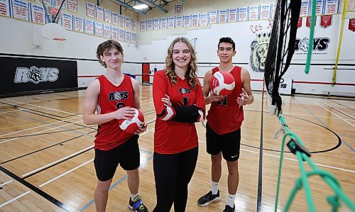 RUTH BONNEVILLE / WINNIPEG FREE PRESS

SPORTS - vball

Photo of  star volleyball players,  Maxime Vermette (Varsity Boys, #11), Bethany Carter (#1, varsity girls) and Logan Barnaby (#6, junior boys) in the gymnasium at Collge Rgional Gabrielle-Roy in  &#xbb25;-des-Chnes MB.

Feature on College Gabrielle Roy&#x573; three recent high school volleyball titles


Sawatzky story.

Dec 5th,  2023