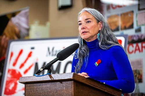 MIKAELA MACKENZIE / WINNIPEG FREE PRESS
	
Families minister Nahanni Fontaine speaks at the launch of the new MMIWG licence plates at Ka Ni Kanichih on Friday, Dec. 8, 2023. For Malak story.
Winnipeg Free Press 2023