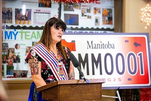 MIKAELA MACKENZIE / WINNIPEG FREE PRESS
	
Housing, addictions and homelessness minister Bernadette Smith launches the new MMIWG licence plates at Ka Ni Kanichih on Friday, Dec. 8, 2023. For Malak story.
Winnipeg Free Press 2023