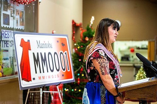 MIKAELA MACKENZIE / WINNIPEG FREE PRESS
	
Housing, addictions and homelessness minister Bernadette Smith launches the new MMIWG licence plates at Ka Ni Kanichih on Friday, Dec. 8, 2023. For Malak story.
Winnipeg Free Press 2023