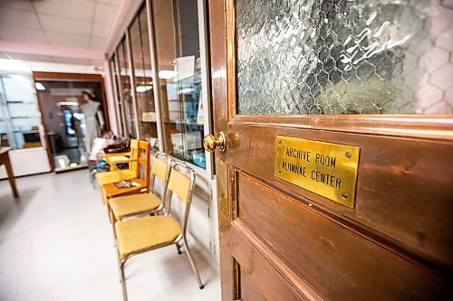 MIKAELA MACKENZIE / WINNIPEG FREE PRESS
	
The copper door to the Health Science&#x573; Centre archives on Monday, Dec. 11, 2023. Students at Brandon University took the bedpans on as research projects. For Dave Sanderson story.
Winnipeg Free Press 2023