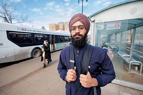 MIKE DEAL / WINNIPEG FREE PRESS
Gurman Singh lives in the Maples area of Winnipeg and takes the bus to school at the Red River Collegiate downtown campus everyday, it takes about 20 minutes.
Singh says that Transit operators are usually nice, &#x201c;Sometimes if I&#x2019;ve forgotten to load my pego card, they are always friendly and they just say hop in, take a seat.&#x201d;
Singh describes one of the strangest things to happen while he was on a bus, &#x201c;Once there was a lady, it was about a month ago, she was totally naked. She came onto the bus with no clothing on and she went to the back of the bus and she just stood there. The bus operator had to stop the bus and we had to wait for another bus, it took about half an hour. We were on that bus and she refused to move. We had to switch to another bus.&#x201d;
231206 - Wednesday, December 06, 2023.