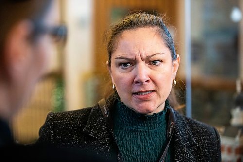 MIKAELA MACKENZIE / WINNIPEG FREE PRESS
	
Councillor Sherri Rollins speaks to the media about the City Hall menorah being taken down on the weekend on Monday, Dec. 11, 2023. For Joyanne story.
Winnipeg Free Press 2023