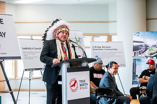 MIKAELA MACKENZIE / WINNIPEG FREE PRESS
	
Jerry Daniels, grand chief of the Southern Chiefs&#x560;Organization, speaks before signing a memorandum of understanding at Portage Place on Tuesday, Dec. 12, 2023. For Joyanne story.
Winnipeg Free Press 2023