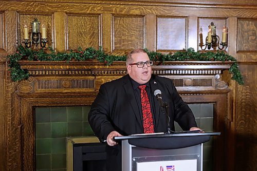 12122023
Assiniboine Community College President Mark Frison speaks during an event at ACCs north hill campus on Tuesday to unveil the Peters School of Business. Gord and Diane Peters&#x2019; also donated a gift of $10 million toward the school.
(Tim Smith/The Brandon Sun)