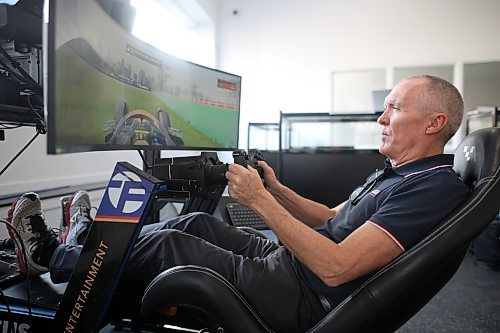 Brent Campbell, owner of Focus Sports and Entertainment, displays the F1 Simulator at the 10th Street business on Wednesday. (Photos by Tim Smith/The Brandon Sun)