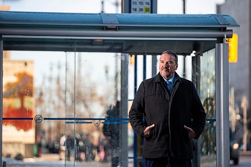 MIKAELA MACKENZIE / WINNIPEG FREE PRESS
	
Robert Chrismas, leader of the incoming transit security force (and former police officer), at the City Hall transit stop on Wednesday, Dec. 13, 2023. For Tyler story.
Winnipeg Free Press 2023