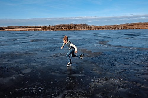 06122023
Grades seven to nine students from Assiniboine Valley Christian School took advantage of the mild weather and lack of snow to spend the afternoon skating and playing hockey on Lake Clementi south of Brandon. (Tim Smith/The Brandon Sun)