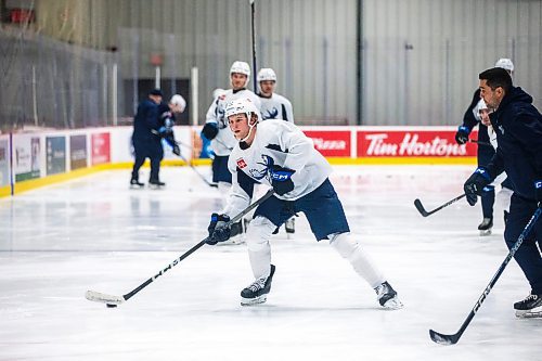 MIKAELA MACKENZIE / WINNIPEG FREE PRESS
	
Manitoba Moose prospect Brad Lambert (13) at the Hockey For All Centre on Thursday, Dec. 14, 2023. For Ken story.
Winnipeg Free Press 2023