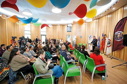 MIKE DEAL / WINNIPEG FREE PRESS
Assistant Commissioner Rob Hill, Commanding Officer, Manitoba RCMP, speaks Thursday during an announcement at the Ma Mawi Chi Itata Centre, 455 King Street, about a new initiative aimed at addressing violence against Indigenous women, girls, and 2SLGBTQQIA+ peoples. 
See Nicole Buffie story
231214 - Thursday, December 14, 2023.