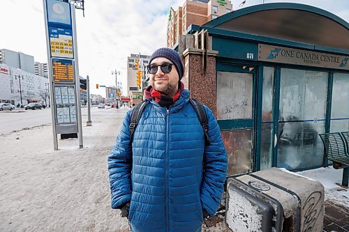 MIKE DEAL / WINNIPEG FREE PRESS
Thiago Baltus lives near Osborne Village and uses the bus everyday. His commute time is about an hour.
Baltus likes the monthly bus pass as it has no limits.
Baltus feels the transit information system is easily accessible, but when the buses are delayed there isn&#x2019;t enough information on why they might be delayed.
Some people just don&#x2019;t pay the fare when getting on the bus. 
One time there was this guy who was not on the bus but was really mad at someone who got on the bus. He started to kick the bus and he cracked the window right by where he was sitting.
231211 - Monday, December 11, 2023.