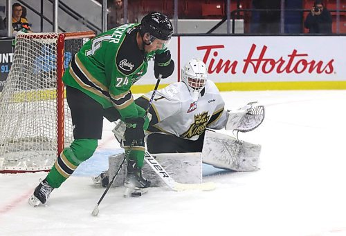 Brandon goalie Ethan Eskit of Calgary has appeared in 11 games this season. (Photos by Perry Bergson/The Brandon Sun)