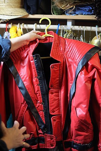 Hardy made this replica Michael Jackson jacket he wore in his "Thriller" video for a flash mob she and her daughter planned at Grim Acres a couple of years ago. (Kyla Henderson/The Brandon Sun)