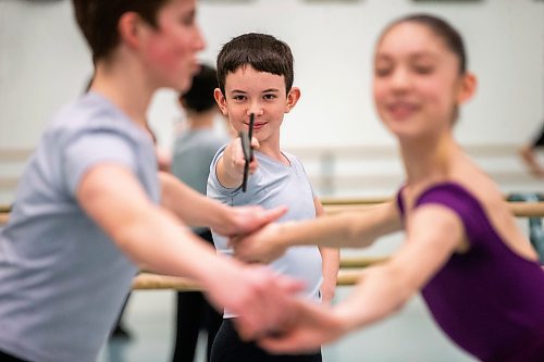 MIKAELA MACKENZIE / WINNIPEG FREE PRESS
	
Deklyn Lemoine with other young Nutcracker dancers at the Royal Winnipeg Ballet on Thursday, Dec. 14, 2023. For Holly story.
Winnipeg Free Press 2023