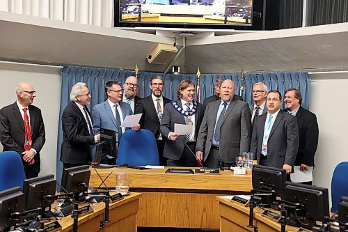 Brandon City Council capped off its last regular meeting of 2023 by singing &quot;We Wish You a Merry Christmas&quot; for those in attendance at city hall on Monday evening. (Colin Slark/The Brandon Sun) 