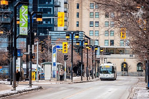 MIKAELA MACKENZIE / WINNIPEG FREE PRESS
	
Winnipeg Transit buses on Graham Avenue on Wednesday, Dec. 20, 2023. For transit series.
Winnipeg Free Press 2023