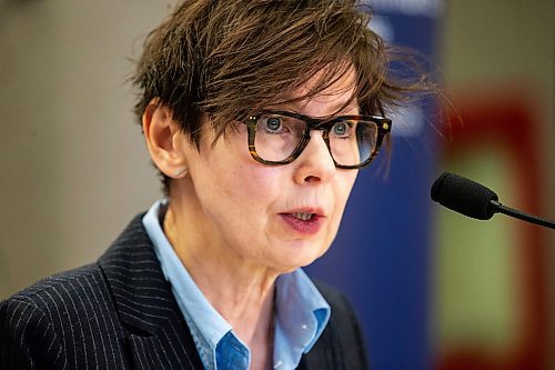 MIKAELA MACKENZIE / WINNIPEG FREE PRESS
	
Dr. Patricia Birk, provincial specialty lead of pediatrics and child health at Shared Health, speaks to the media about a spike in children&#x573; respiratory viruses at the HSC on Thursday, Dec. 21, 2023. For story.
Winnipeg Free Press 2023