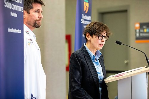 MIKAELA MACKENZIE / WINNIPEG FREE PRESS
	
Dr. Patricia Birk, provincial specialty lead of pediatrics and child health at Shared Health, speaks to the media about a spike in children&#x573; respiratory viruses at the HSC on Thursday, Dec. 21, 2023. For story.
Winnipeg Free Press 2023