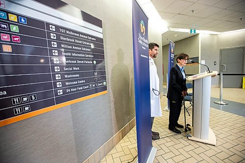 MIKAELA MACKENZIE / WINNIPEG FREE PRESS
	
Dr. Patricia Birk, provincial specialty lead of pediatrics and child health at Shared Health, speaks to the media about a spike in children&#x573; respiratory viruses at the HSC on Thursday, Dec. 21, 2023. For story.
Winnipeg Free Press 2023