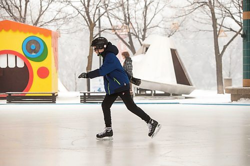 BROOK JONES / WINNIPEG FREE PRESS
The skating rinks and trails at The Forks have been named Winnipeg 150 Winter Park to honour the city's 150th birthday. The Canopy Rink at The Forks also opened to the public during the monrning of Friday, Dec. 22, 2023. Pictured: Dorian Mymryk, 14, skates on the Canopy Rink during a school outing at The Forks in Winnipeg, Man., Friday, Dec. 22, 2023.