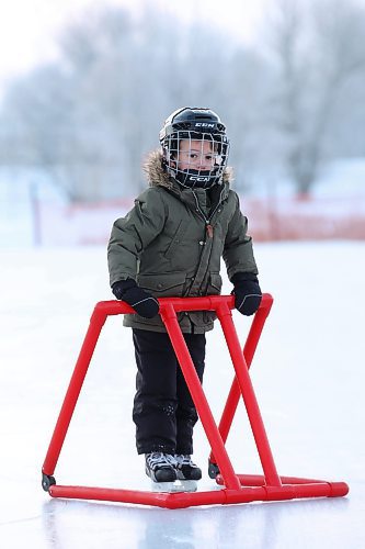 22122023
Four-year-old Chase Hamm practices his skating at the Brandon Skating Oval on Friday. After a mild start to winter the oval opened to the public Thursday. 
(Tim Smith/The Brandon Sun)