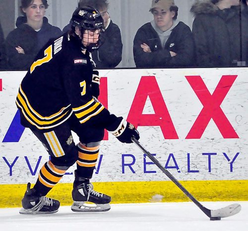 Wheat Kings forward Brady Turko scored twice against the Pembina Valley Hawks during his team's 8-3 victory Dec. 21 at J&G Homes Arena. The previous night in Souris, he scored all four goals as Brandon defeated the second-place Southwest Cougars 4-1. (Photo Jules Xavier/The Brandon Sun)
