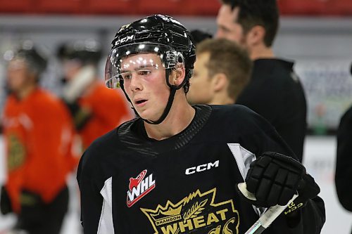 Brandon Wheat Kings defenceman Luke Shipley, shown at practice earlier this season, said the Saskatoon Blades will offer a stout test for his club when they visit Westoba Place tonight. On Wednesday, Shipley assisted on Brandon's overtime winner by Jayden Wiens in a 5-4 victory over the Regina Pats and was +2 in the game. (Perry Bergson/The Brandon Sun)