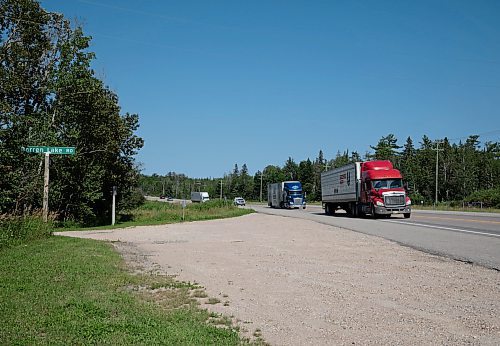 JESSICA LEE / WINNIPEG FREE PRESS

The Barren Lake and Trans Canada Hwy intersection near Ontario is photographed on August 4, 2022. In 2019, Mark Lugli and his son Jacob Lugli were tragically killed at this intersection when an eastbound transport truck plowed into Mark&#x2019;s westbound truck. There was stopped traffic trying to turn left and the transport driver was trying to avoid the stopped traffic and drove into the westbound lane.

Reporter: Chris Kitching
