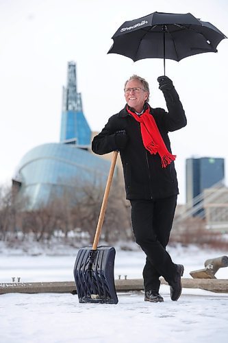 RUTH BONNEVILLE / WINNIPEG FREE PRESS

ENT - John Sauder

Fun portraits of long-time CBC  meteorologist, John Sauder, with view of  downtown Winnipeg in the background and holding  both a shovel and umbrella for all kinds of Winnipeg weather.  

Story: What I Know About&#x2026;  
&#x2026; the weather. John Sauder, the CBC meteorologist, will be retiring in January 2024. He will talk about his job, what his plans are for the future, how much the field of meteorology has changed since the first started, weather systems etc&#x2026; Story is in the first person.

AV Kitching  story

Dec 12th,  2023