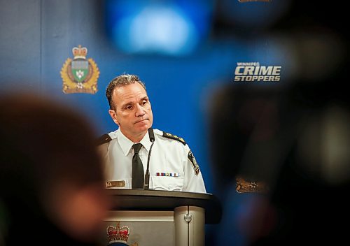 JOHN WOODS / WINNIPEG FREE PRESS
Winnipeg police chief Danny Smyth talks to media about the latest police involved shooting which saw a man allegedly shot and killed by police during an incident in a residence on University Crescent Monday, January 1, 2024. 

Reporter: nicole