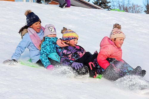 04012024
Kids from Souris Cooperative Daycare spent Thursday morning sledding at Victoria Park.
(Tim Smith/The Brandon Sun)