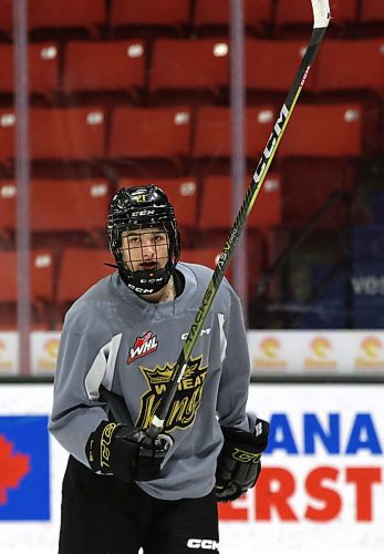 Brandon Wheat Kings defensive prospect Nigel Boehm, 15, skates in his second practice with the team. Due to some bad luck with injuries, the young defenceman missed prospects camp last May and rookie camp in September. (Photo Perry Bergson/The Brandon Sun)
 