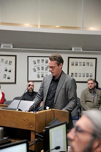 Brandon business owner and Downtown Biz proponent Jordan Ludwig presented to city council on Monday night. (Kyla Henderson/The Brandon Sun)