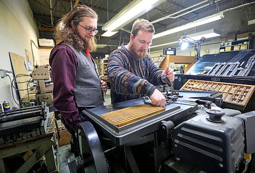 RUTH BONNEVILLE / WINNIPEG FREE PRESS

biz - Maple Leaf Rubber Stamp

Photo of Willows Christopher (long hair) and Zach Isaacs, the new owners of a local business almost 100 years old, Maple Leaf Rubber Stamp in their shop.  

Story: Business Profile.  Since 1932, Maple Leaf Rubber Stamp has been manufacturing rubber stamps, corporate seals, custom buttons, engraved signs, award ribbons, while still using the same processing methods from the 30s. Young new owners are reimagining this local business almost 100 years later. Willows Christopher and Zach Isaacs (who started a winery in Winnipeg when they were 18 years old), are branching out and have acquired the 91-year-old company.

Reporter: Janine LeGal, 

Jan 9th, 2024