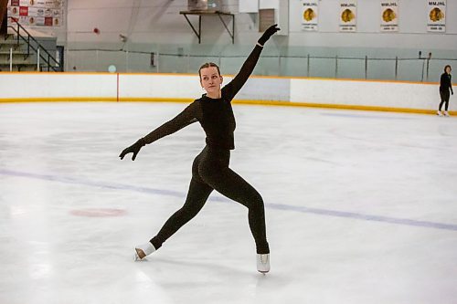 BROOK JONES / WINNIPEG FREE PRESS
Skate Winnipeg offers adult figure skating classes which are for adults 28 years and older three times a week. Pictured: Jensen Fridfinnson, 27, practices at the Eric Coy Arena in Winnipeg, Man., Thursday, Dec. 14, 2023.