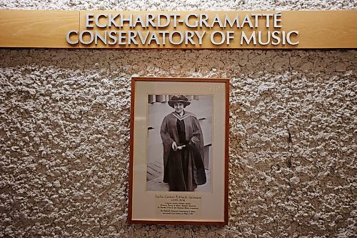 09012024
A plaque for the Eckhardt-Gramatt&#xe9; Conservatory of Music inside the Queen Elizabeth II Music Building at Brandon University. The conservatory was named after Sophie Carmen Eckhardt-Gramatt&#xe9; in 1992. (Tim Smith/The Brandon Sun)