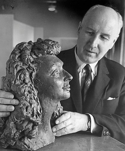 WINNIPEG FREE PRESS

Dr. Ferdinand Eckhardt, director of the Winnipeg Art Gallery, with Jacob Epsteins's Deidre.
1962