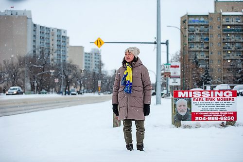 MIKAELA MACKENZIE / WINNIPEG FREE PRESS
	
Britt Moberg, daughter of missing 81-year-old Earl Moberg, in the area he was last heard from on Wednesday, Jan. 10, 2024. The Bear Clan was central in helping to organize and lead community searches. For Tyler story.
Winnipeg Free Press 2023