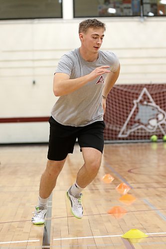 Assiniboine Community College Cougars rookie Danylo Denysevych runs during a training session Thursday night ahead of the MCAC men's futsal season. (Thomas Friesen/The Brandon Sun)