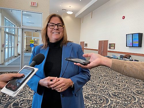 MALAK ABAS / WINNIPEG FREE PRESS
Former premier Heather Stefanson told reporters Saturday she had no prior knowledge of an alleged attempt to approve a proposed silica sand mine following the provincial election.