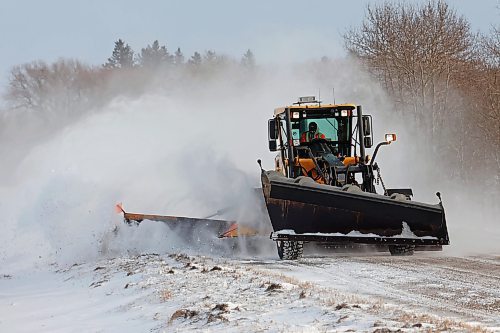 15012024
A grader clears snow from a grid road southwest of Brandon on a windy and bitterly cold Monday afternoon.
(Tim Smith/The Brandon Sun)