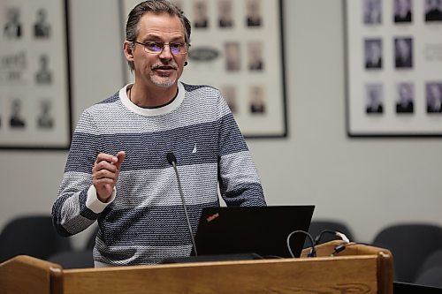 Brandon's general manager of corporate services gives an overview of the city's capital plan during a pre-budget special meeting at Brandon City Hall on Monday evening. (Colin Slark/The Brandon Sun)