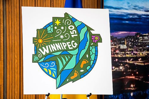 MIKAELA MACKENZIE / WINNIPEG FREE PRESS
	
The Winnipeg 150 graphic at City Hall on Monday, Jan. 15, 2024. For Tyler story.
Winnipeg Free Press 2023