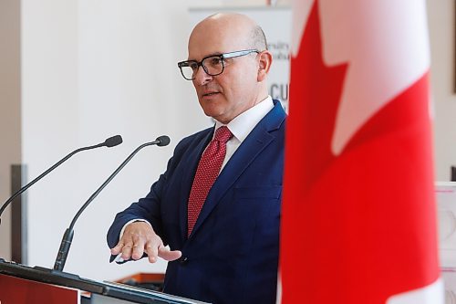 MIKE DEAL / WINNIPEG FREE PRESS
Minister of Employment, Workforce Development and Official Languages, Randy Boissonnault, announces during a media conference at the Dr. Gerald Niznick College of Dentistry, University of Manitoba, funding through the Foreign Credential Recognition Program that will provide internationally educated health professionals with the support and experience they need to pursue opportunities in Canada's healthcare sector.
See Katie May story
240115 - Monday, January 15, 2024.