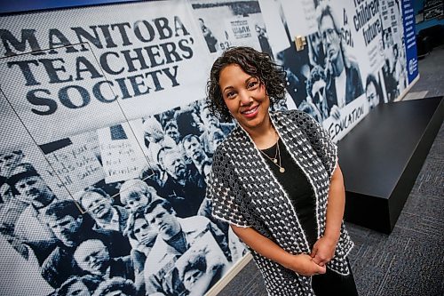 JOHN WOODS / WINNIPEG FREE PRESS
Cynthia Taylor, vice-president of the Manitoba Teachers&#x2019; Society (MTS) is photographed at their headquarters in Winnipeg Monday, January 15, 2024. The MTS is launching Colour of Courage Leadership Symposium this week. Colour of Courage is a conference for radicalized teachers.

Reporter: maggie