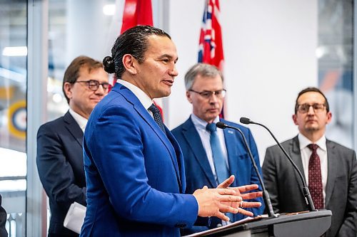 MIKAELA MACKENZIE / WINNIPEG FREE PRESS
	
Premier Wab Kinew makes a funding announcement supporting clean fuels production at the Royal Aviation Museum of Western Canada on Wednesday, Jan. 17, 2024. 
Winnipeg Free Press 2024